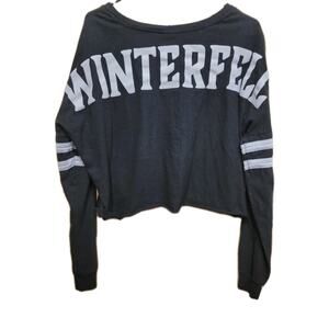 Game Of Thrones Winterfell Cropped Shirt Long Sleeve Womens Medium Double Sided
